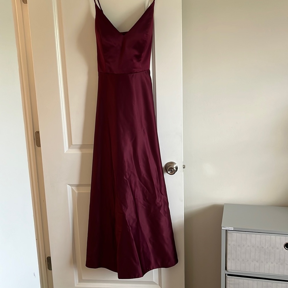 Davids Bridal bridesmaid dress wine color